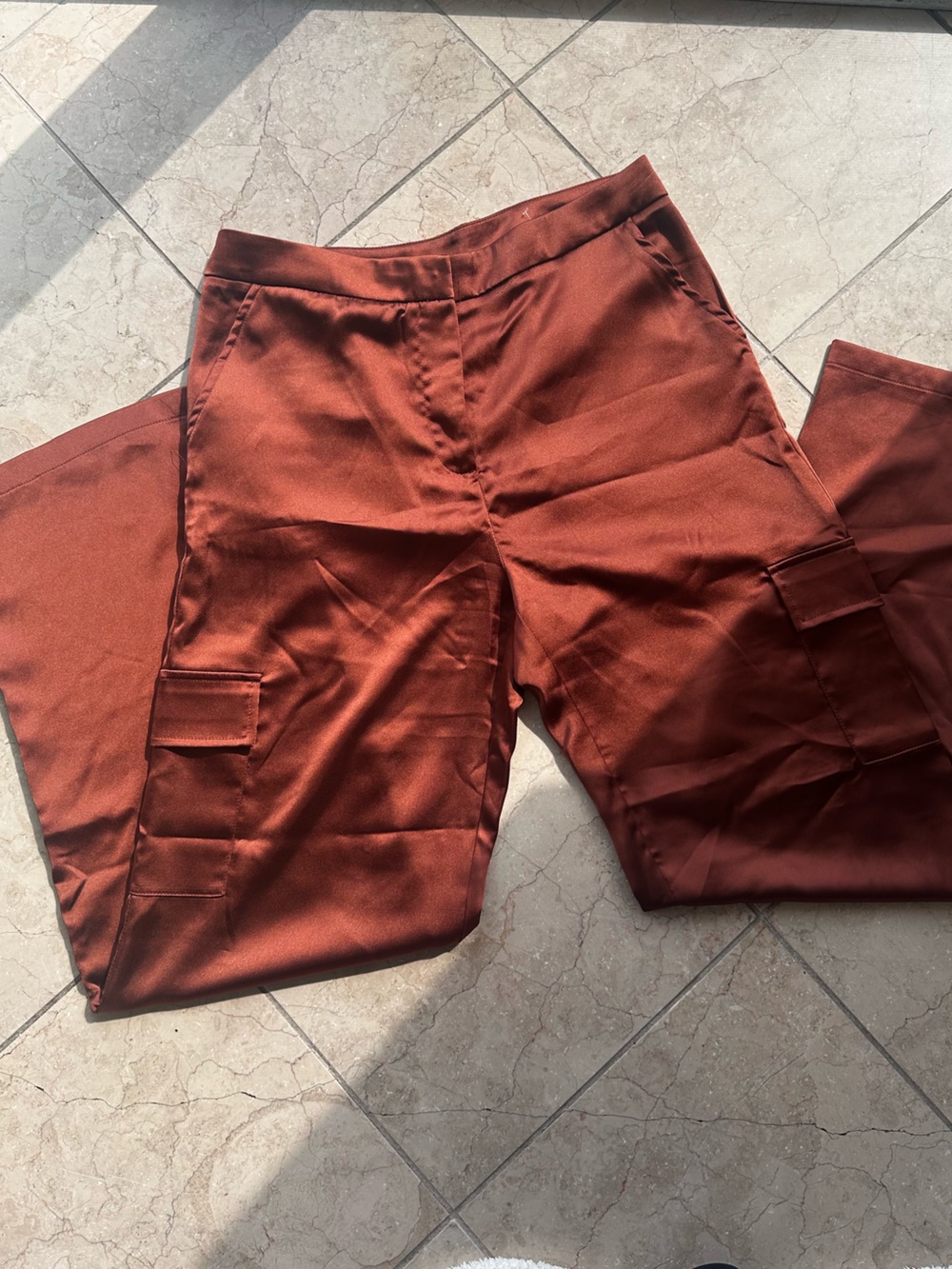 Bailey 44 Rust Satin Wide-Leg High-Rise Pants